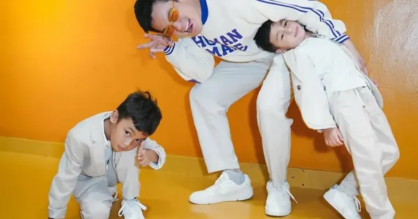 Baim Wong bersama Kiano dan Kenzo