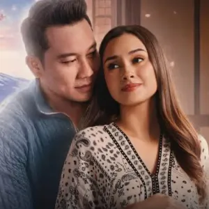 Denny Sumargo dan Caitlin Halderman dalam poster film Baby Udon