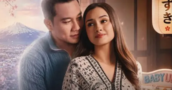 Denny Sumargo dan Caitlin Halderman dalam poster film Baby Udon