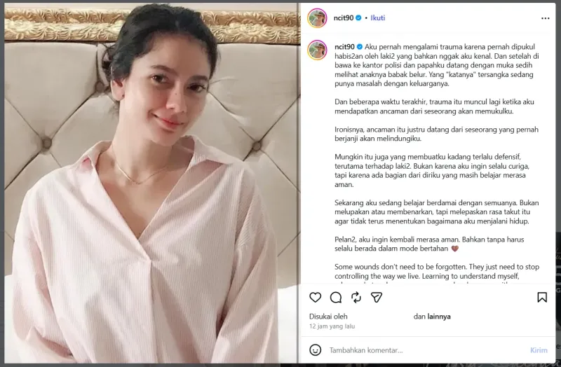 Citra Anidya Dipukuli Laki-laki Citra Anidya mengaku diancam dipukul. Foto: Dok. tangkapan layar Instagram