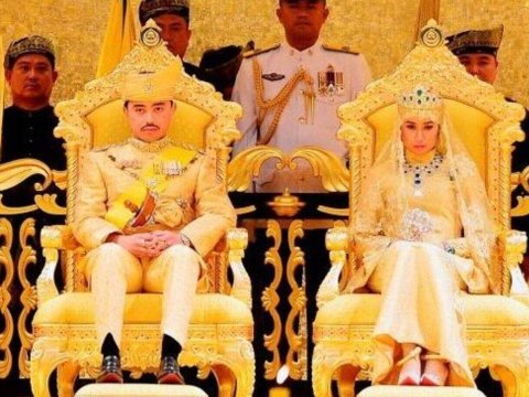 Pernikahan Sultan Brunei dan istrinya. Foto; Dok. Net