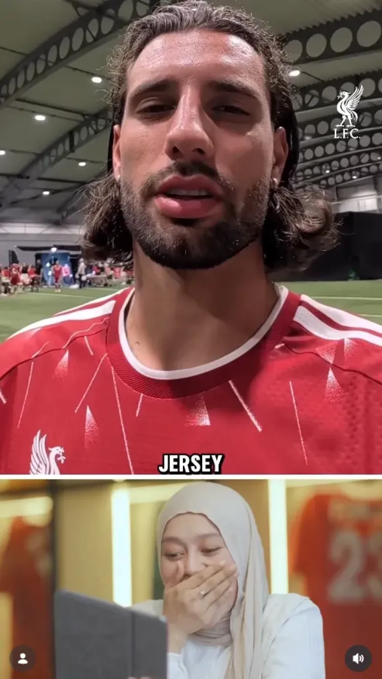 Lesti Kejora mendapat pesan spesial dari Dominik Szoboszlai. Foto: Dok. Instagram @liverpoolfc