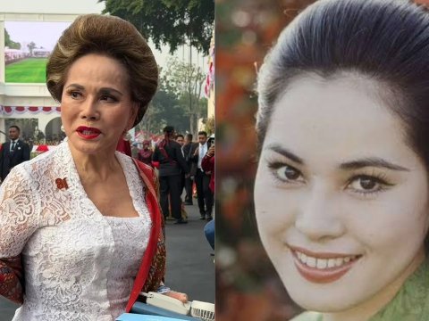 Ratna Sari Dewi Soekarno menghadiri upacara HUT ke-81 RI di Istana Merdeka. Foto: Dok. Net