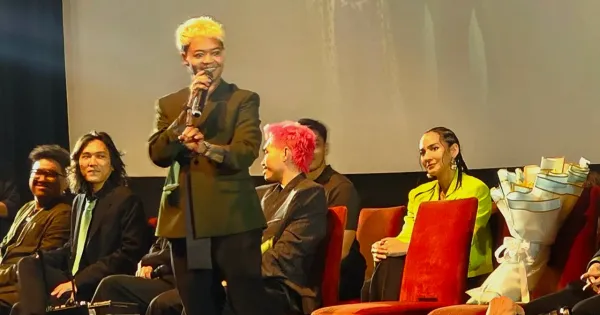 Reza Arap di konferensi pers Harusnya Horror
