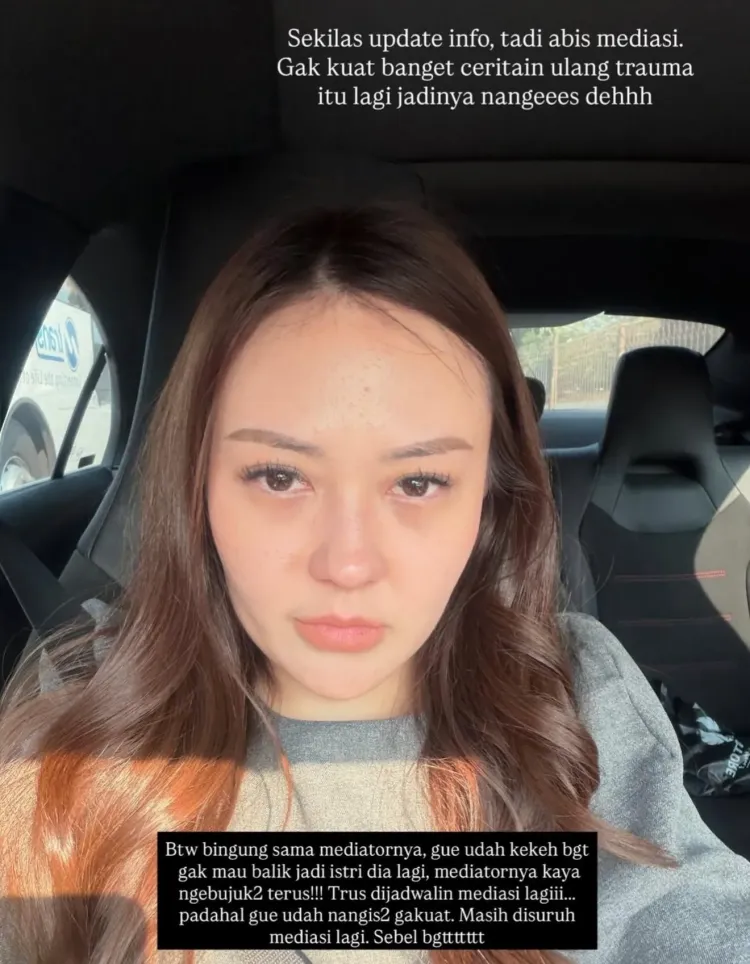 Sarah Gibson menjalani mediasi cerai. Foto: Dok. Instagram @exclusivetimnasartis