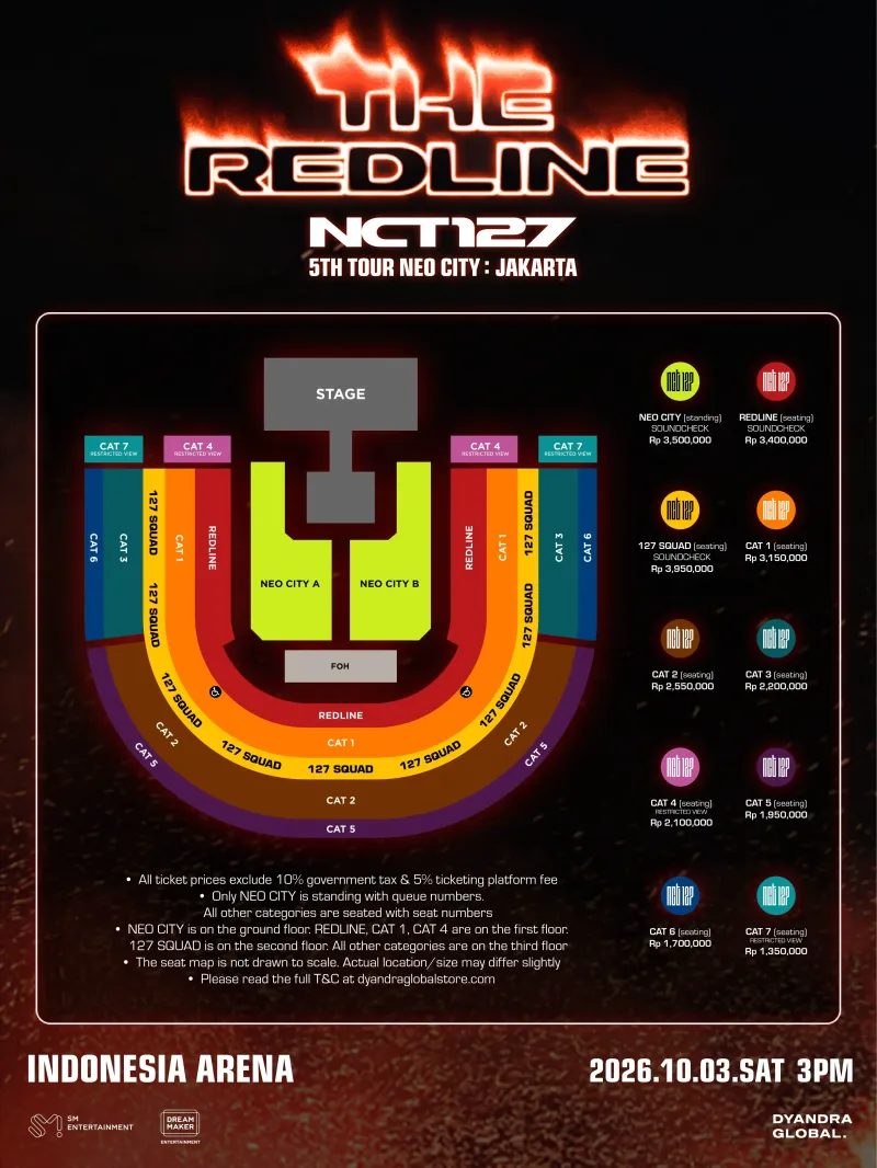 Seatplan konser NCT 127 'The Redline' di Jakarta. Foto: Dok. Instagram @dyandraglobal