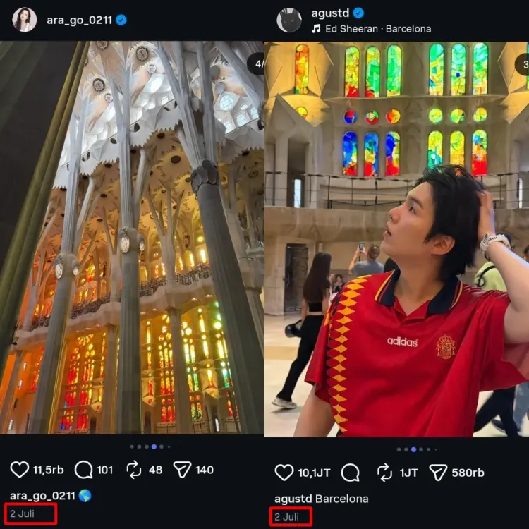 Suga BTS dan Go Ara Postingan Suga dan Go Ara yang memicu rumor pacaran. Foto: Dok. Threads @juchaeyeon