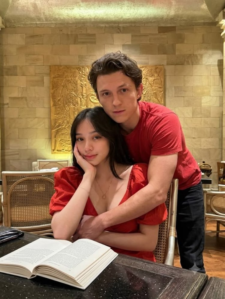 Potret Amanda Zahra dan Tom Holland yang direkayasa menggunakan AI. Foto: Dok. X @haywi231