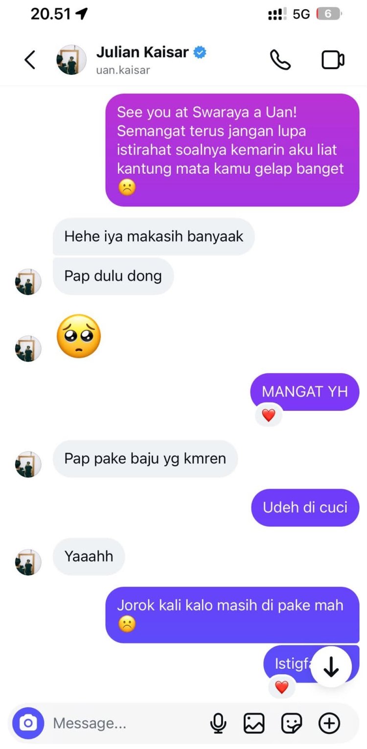 Chat Uan Kaisar ke Fans Chat Uan Kaisar ke fans. Foto: Dok. Threads @shapiirah