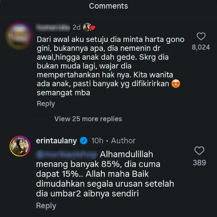Erin Harta Gono Gini Andre Taulany Erin mendapat 85 persen harta gono gini. Foto: Dok. tangkapan layar Instagram