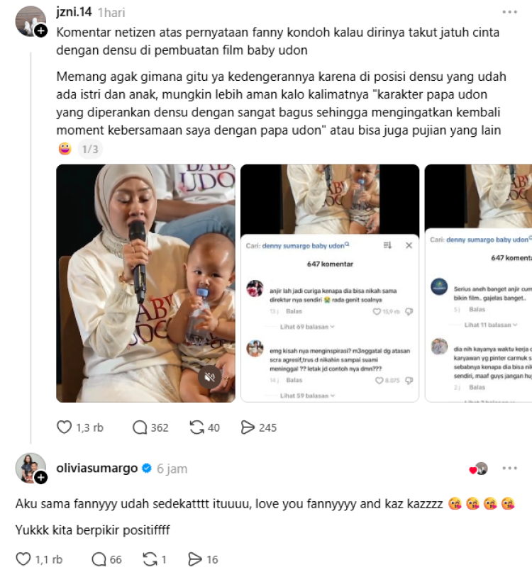 Istri Denny Sumargo menanggapi soal ucapan Fanny Kondoh yang memicu kritik. Foto: Dok. tangkapan layar Threads