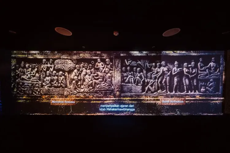 Salah satu visual yang ditampilkan dalam Purwacarita Borobudur Salah satu visual yang ditampilkan dalam Purwacarita Borobudur
