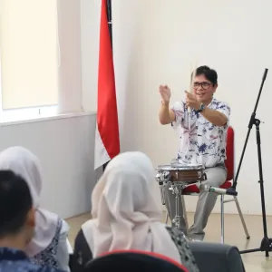 Gilang Ramadhan saat kelas literasi di Perpusnas RI