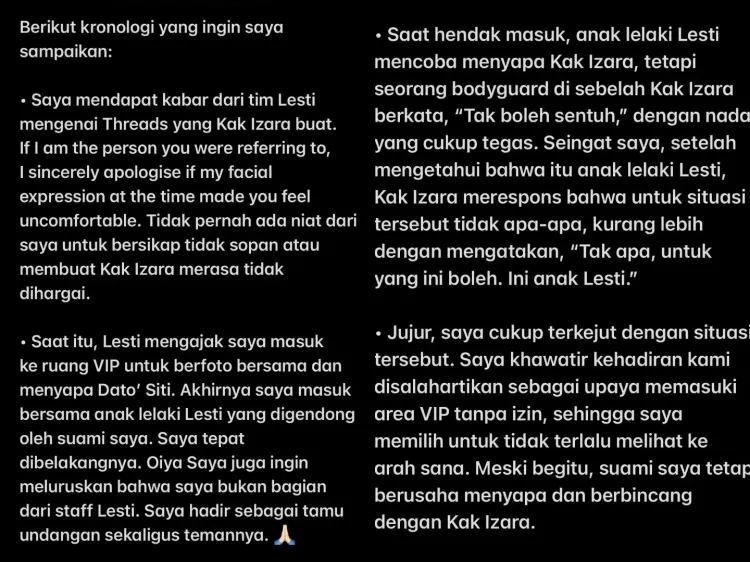 Klarifikasi Hamidah Rachmayanti Klarifikasi Hamidah Rachmayanti soal disebut sombong oleh Izara Aishah. Foto: Dok. Threads @hamidahrachmayanti