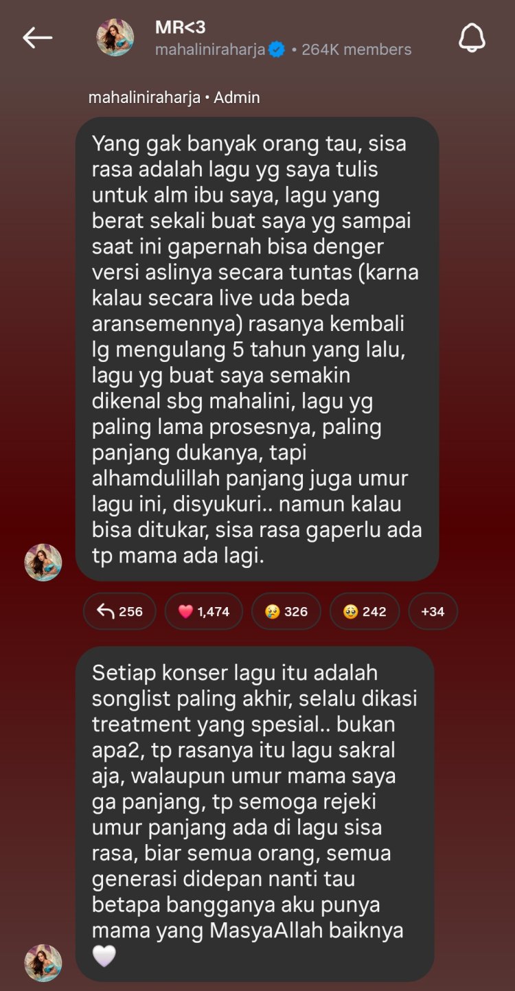 Mahalini Sisa Rasa Curhatan Mahalini tentang lagu 'Sisa Rasa'. Foto: Dok. tangkapan layar Instagram