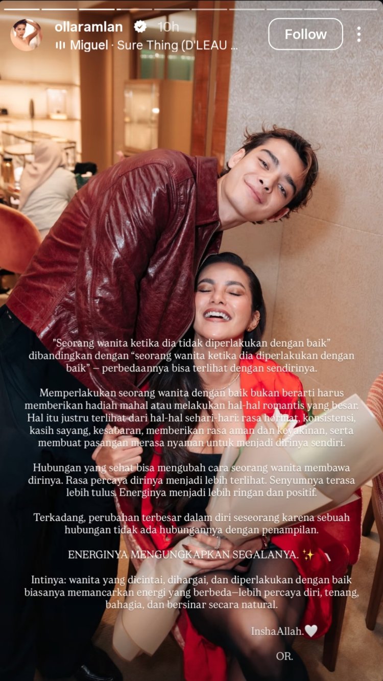 Olla ramlan tristan molina 2 Momen ketika mendapat buket bunga dari Tristan Molina (Foto: Instagram/ollaramlan)