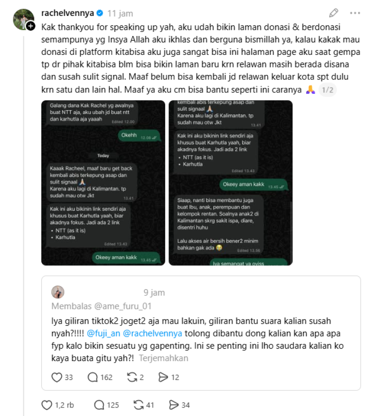 Rachel Vennya Threads Bencana