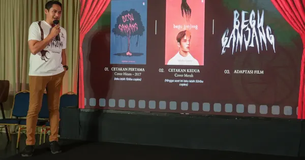 Rama Michael saat menjelaskan proyek film Begu Ganjang Rama Michael saat menjelaskan proyek film Begu Ganjang