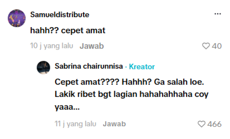 Sabrina Chairunnisa menanggapi komentar netizen soal pacar barunya. Foto: Dok. tangkapan layar TikTok