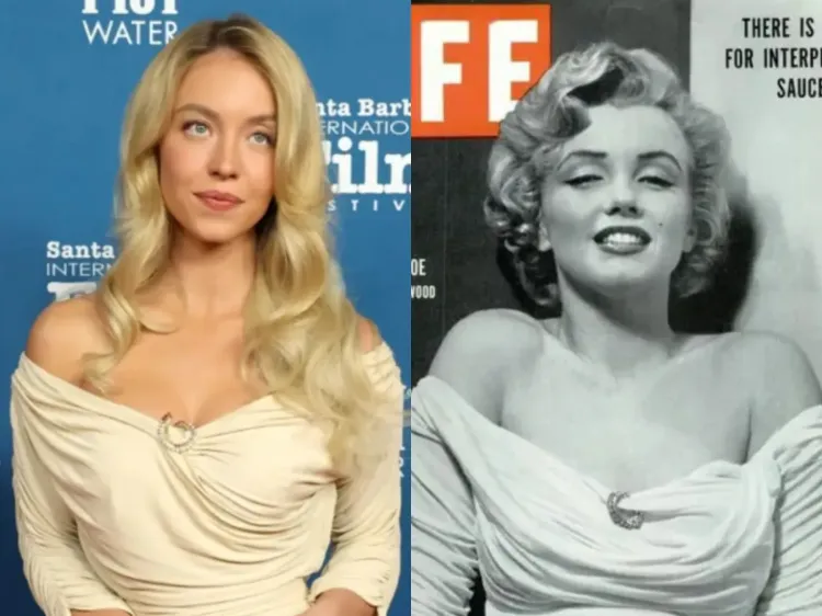 Sydney Sweeney dan Marilyn Monroe Sydney Sweeney mengenakan gaun mirip busana Marilyn Monroe. Foto: Dok. Zumapress, LIFE