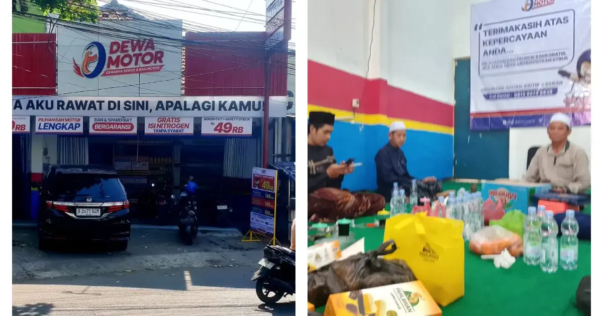 Syukuran keluarga atas dibukanya bengkel motor Rizky Ridho