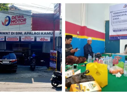 Syukuran keluarga atas dibukanya bengkel motor Rizky Ridho