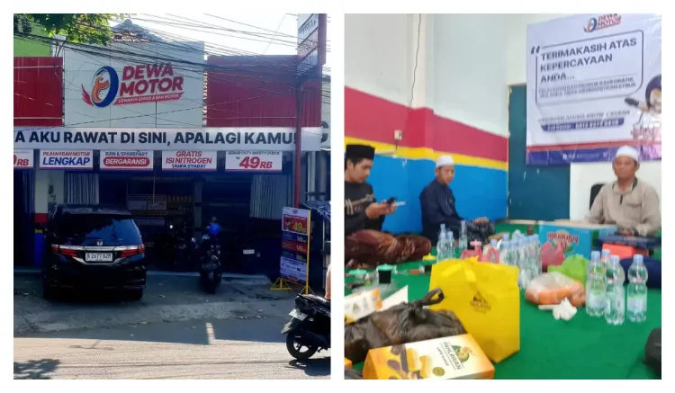 Syukuran keluarga atas dibukanya bengkel motor Rizky Ridho