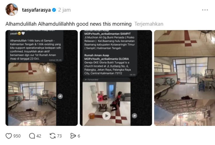 Tasya Farasya Rumah Aman Asap Tasya Farasya dirikan Rumah Aman Asap. Foto: Dok. tangkapan layar Threads