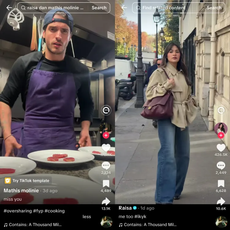 TikTok Mathis Molinie dan Raisa Unggahan TikTok Mathis Molinie dan Raisa. Foto: Dok. tangkapan layar TikTok